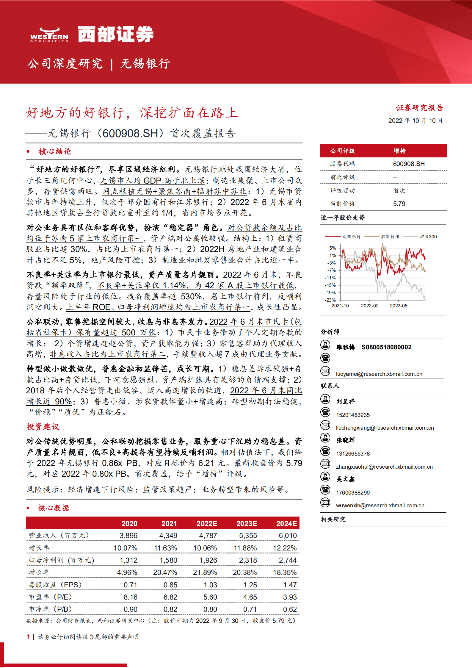 无锡银行-首次覆盖报告：好地方的好银行，深挖扩面在路上-221010.pdf 第1页