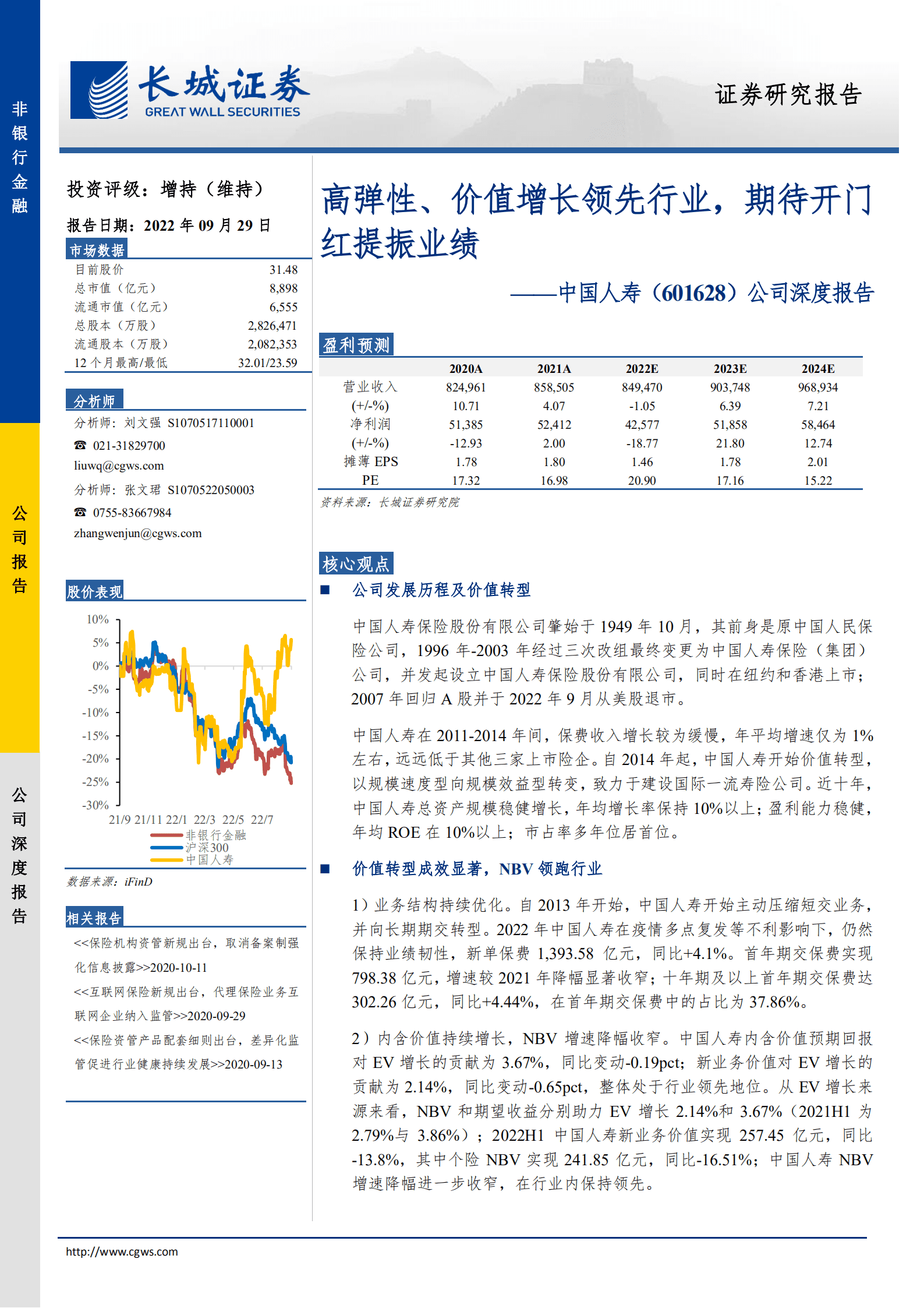 中国人寿-公司深度报告：高弹性、价值增长领先行业，期待开门红提振业绩-220929.pdf 第1页