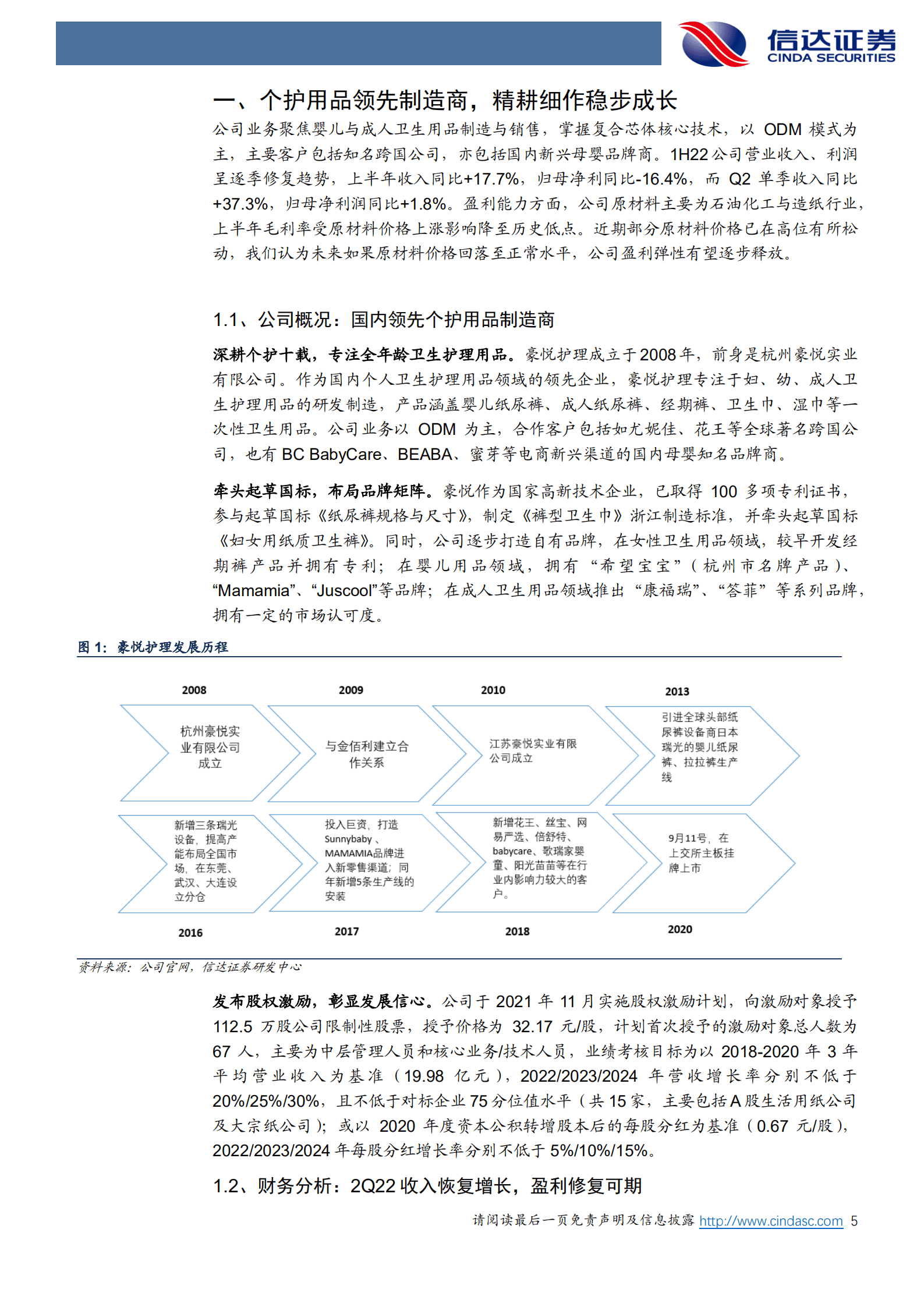 豪悦护理-公司首次覆盖报告：深耕研发创新，吸收性卫生用品ODM领跑者-221016.pdf 第5页