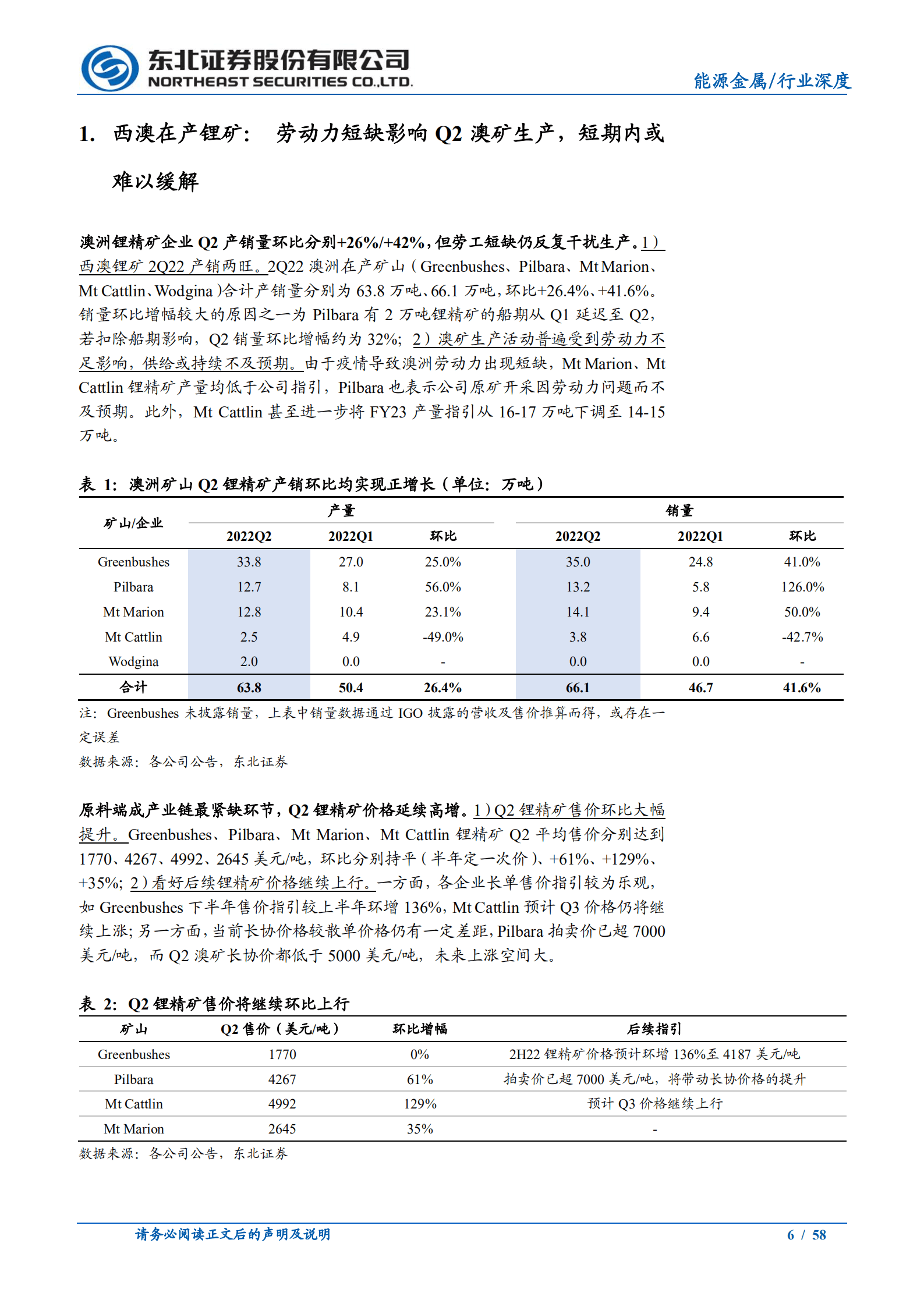 有色金属行业海外锂矿2022Q2经营情况报告：澳矿产量低于预期，近四成海外新建产能延期投产-221013.pdf 第6页