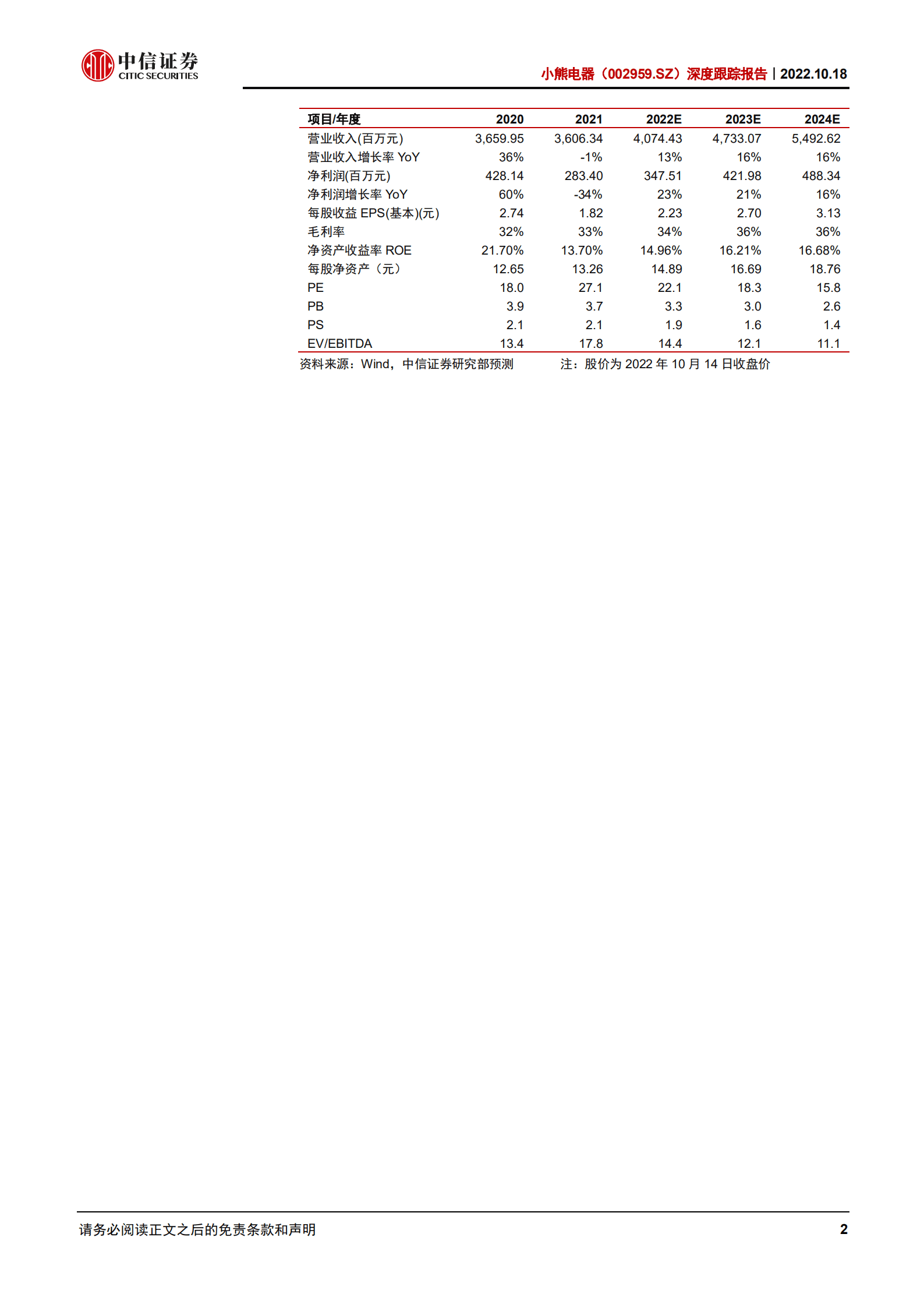 小熊电器：经营改善，创意小家电龙头再出发-221018.pdf 第2页