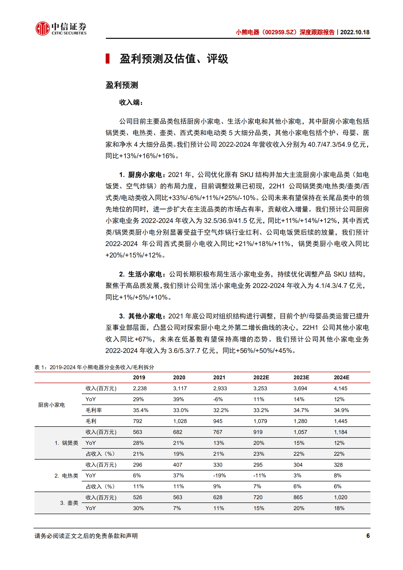 小熊电器：经营改善，创意小家电龙头再出发-221018.pdf 第6页