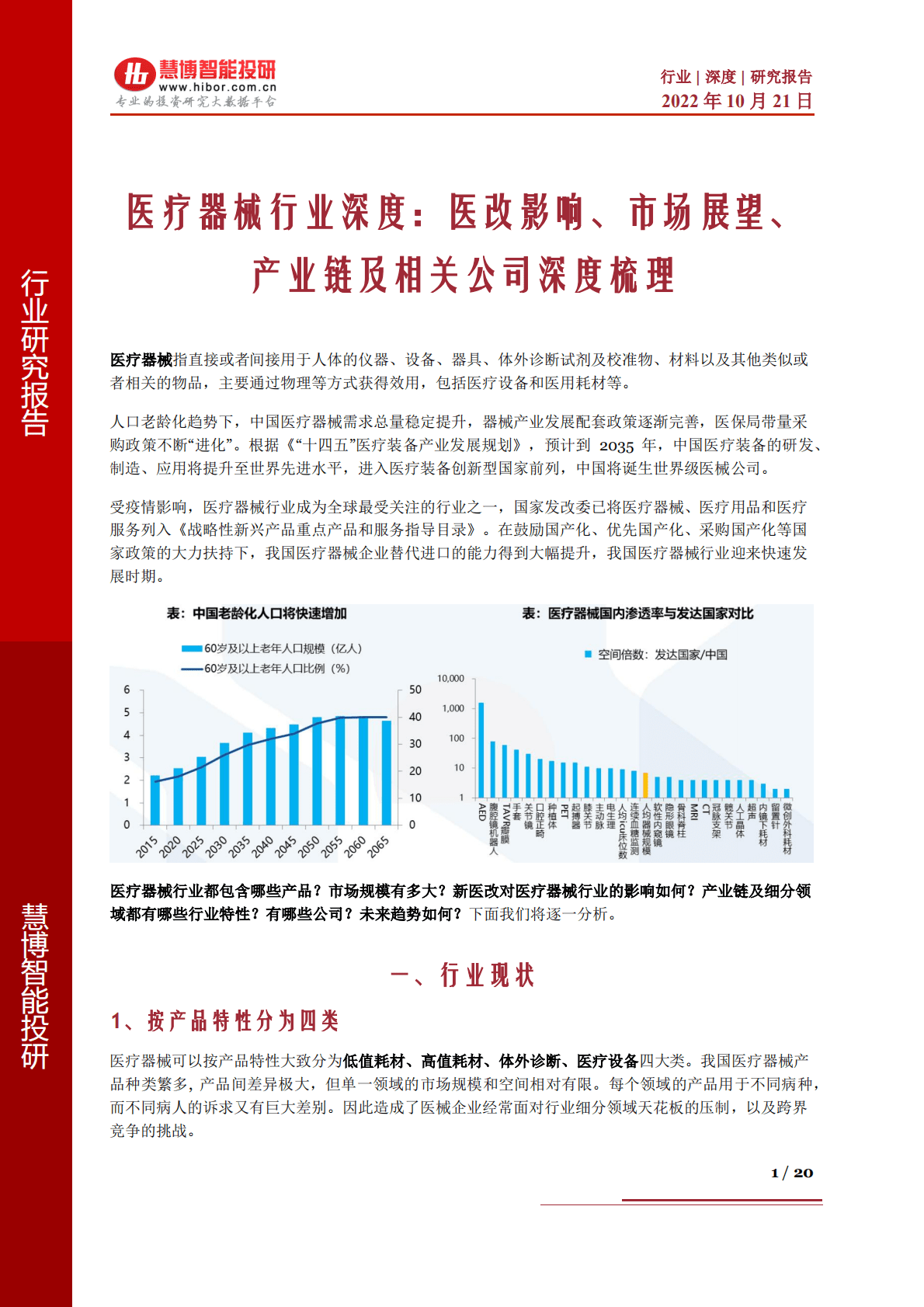 医疗器械行业深度：医改影响、市场展望、产业链及相关公司深度梳理-221021.pdf 第1页