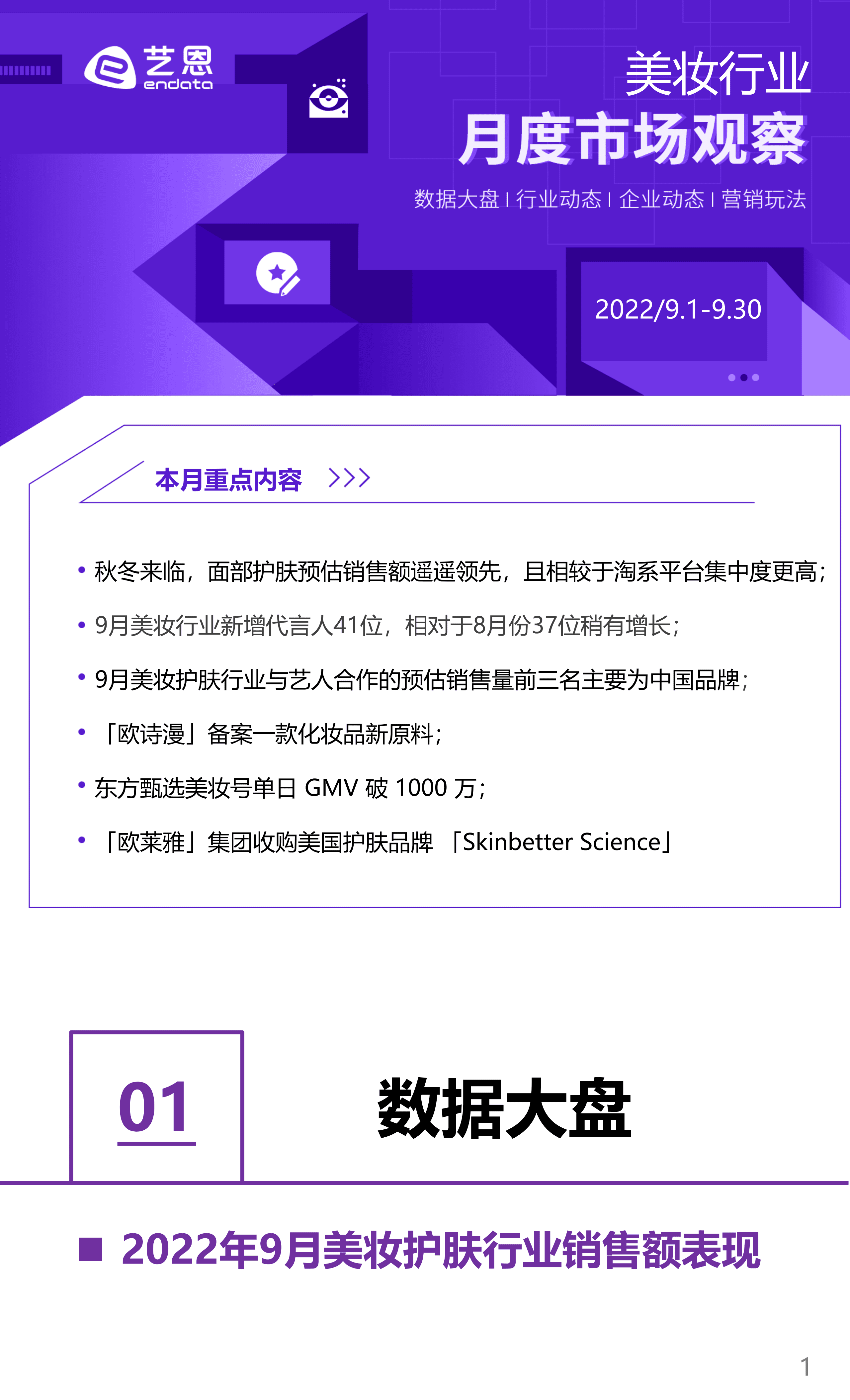 艺恩数据：2022年9月美妆行业月度市场观察.pdf 第1页