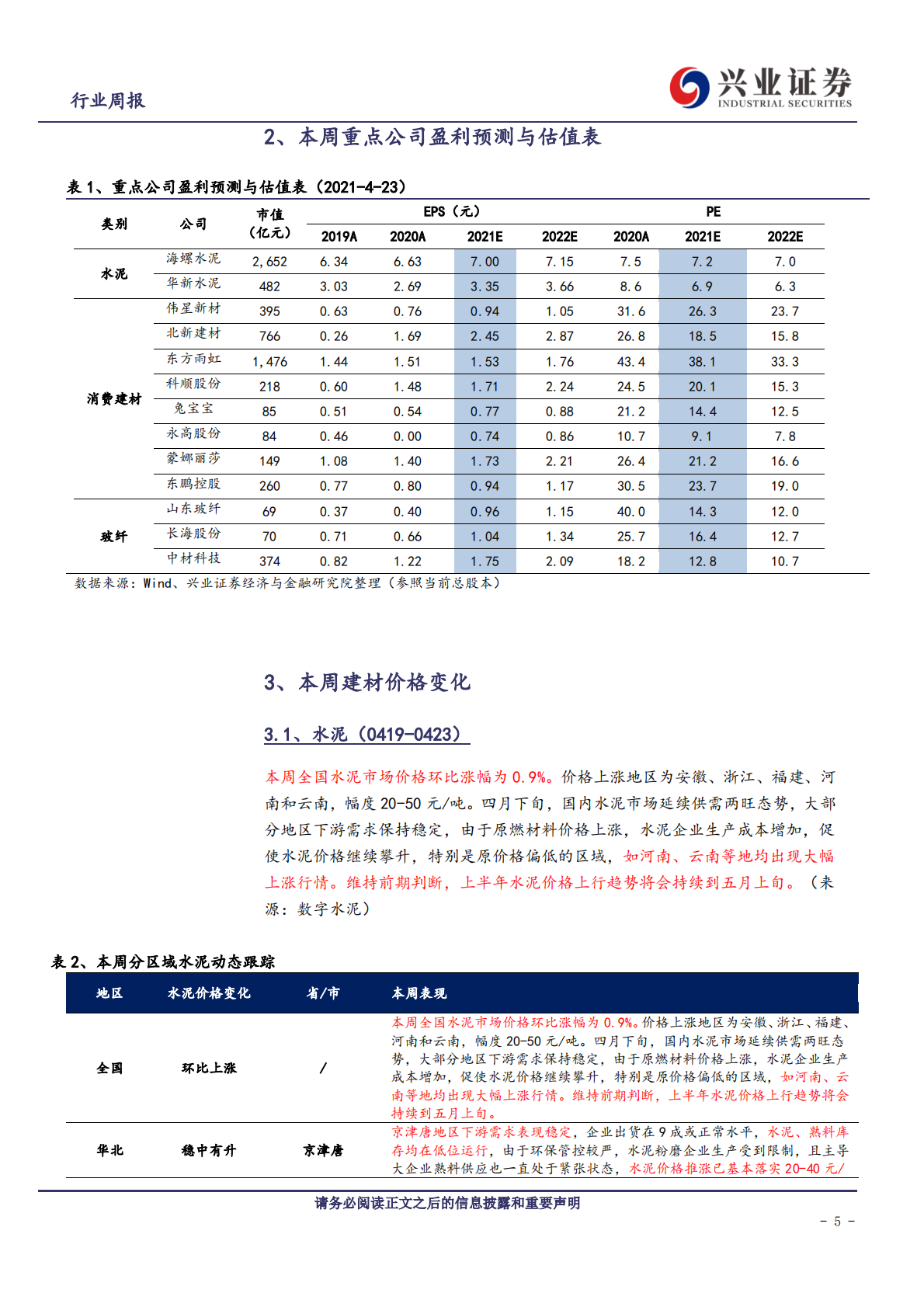建筑材料行业：集中度提升抗周期影响，继续关注水泥玻璃量价超预期-210425.pdf 第5页
