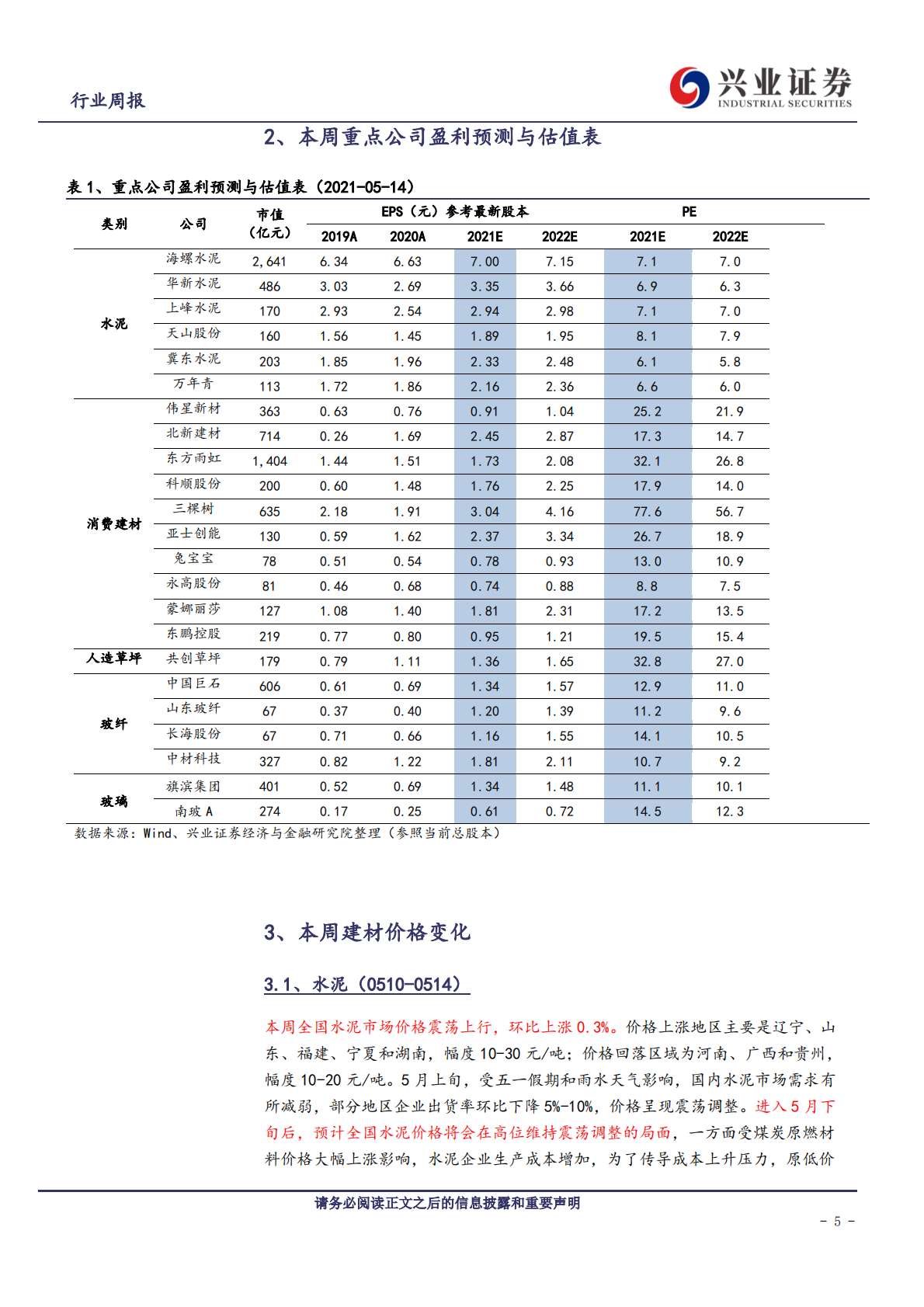 建筑材料行业：持续低库存，建材有望淡季不淡-210516.pdf 第5页