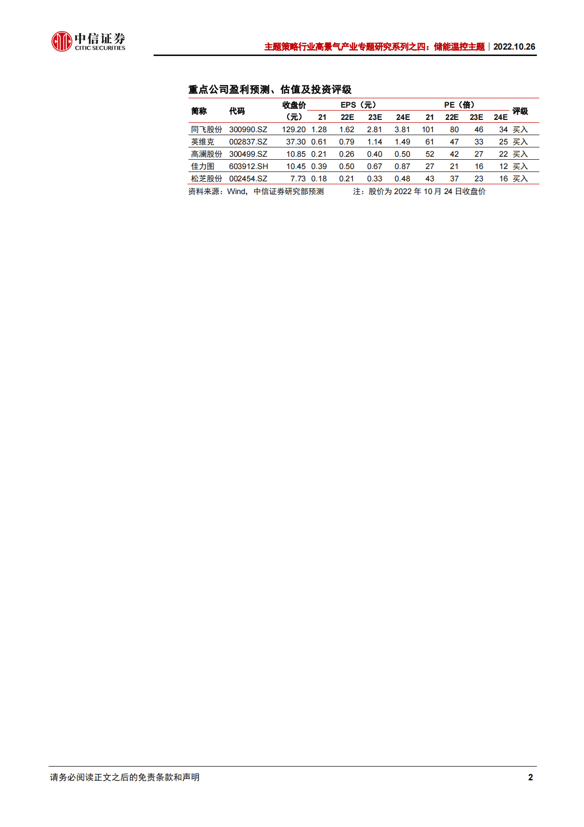 储能温控行业高景气产业专题研究系列：储能温控大势所趋，龙头企业先发优势明显-221026 第2页