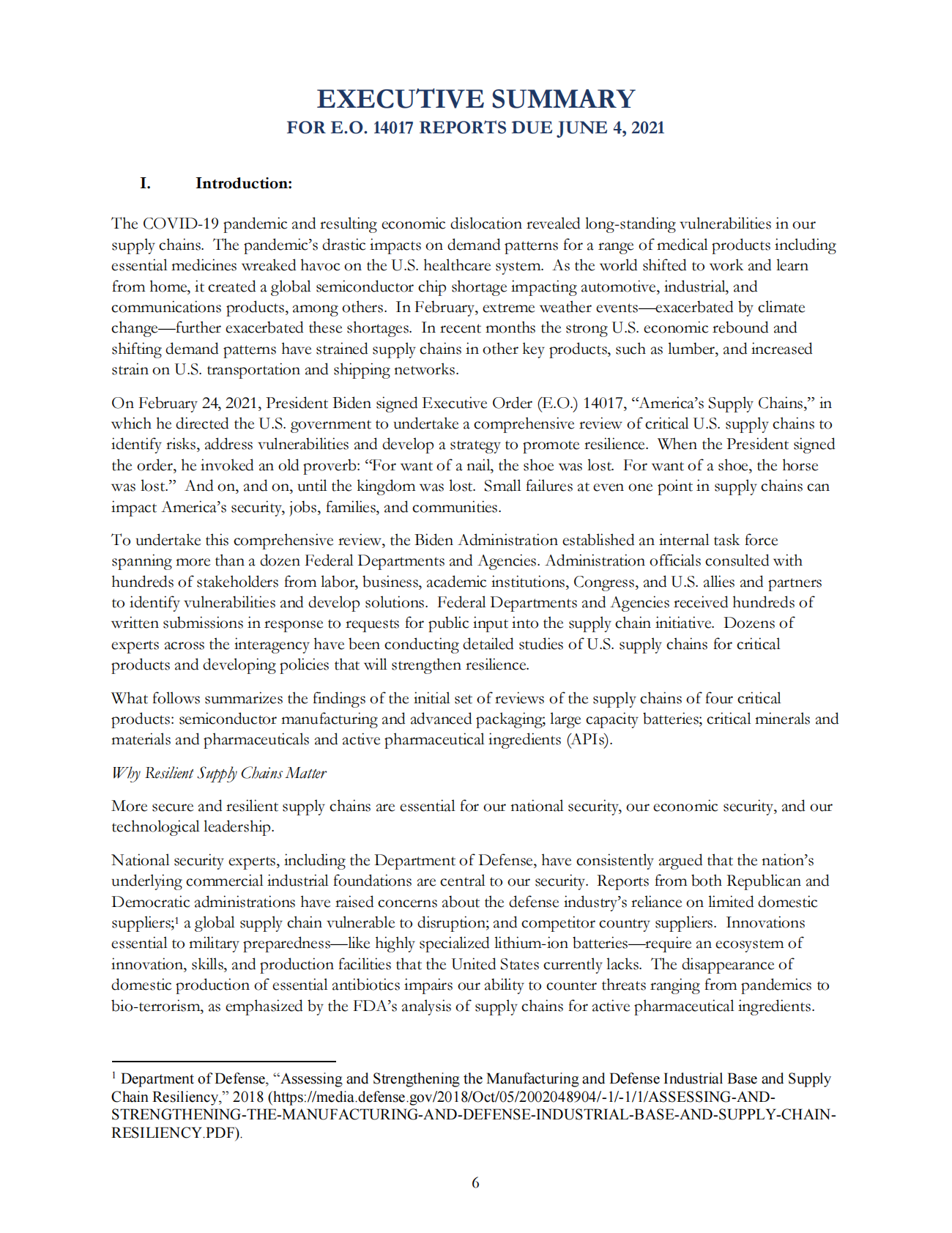 白宫报告：4大关键产品供应链百日评估（第 14017 号行政命令）.pdf(250).pdf 第6页