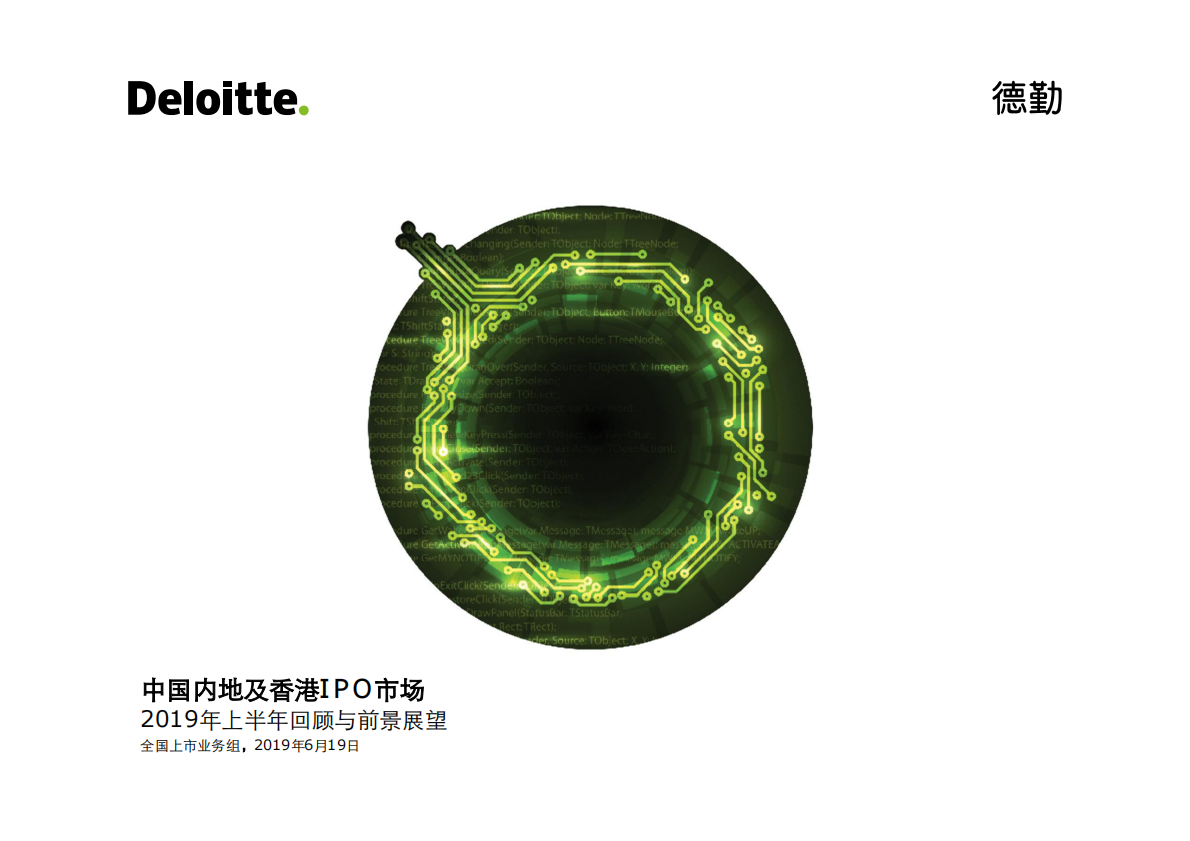 2019年上半年中国内地及香 港 IPO市场回顾与前景展望.pdf 第1页