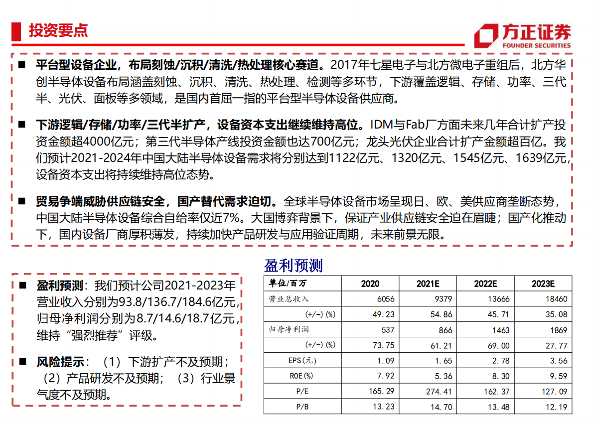 北方华创-公司深度报告：晶圆厂扩张“卖水人”平台化布局“刻蚀+沉积+清洗+热处理”-20211113.pdf 第2页