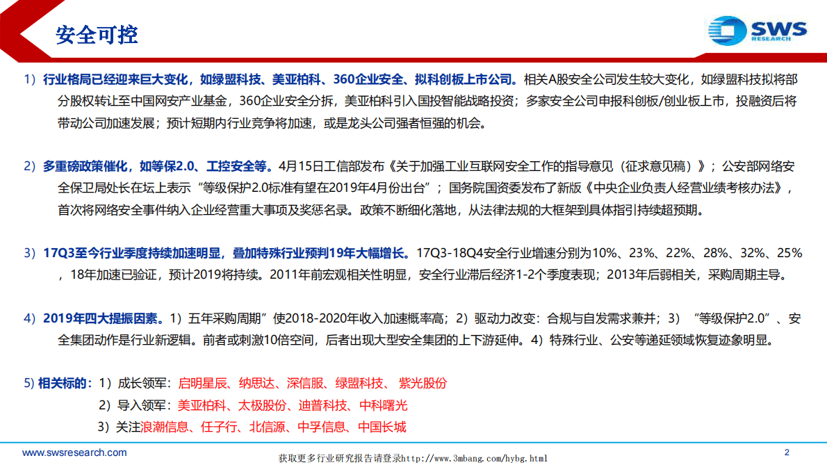 2019信息安全和自主可控行业深度二：格局变化加重磅催化，大安全加速成长明确！-190423.pdf 第2页