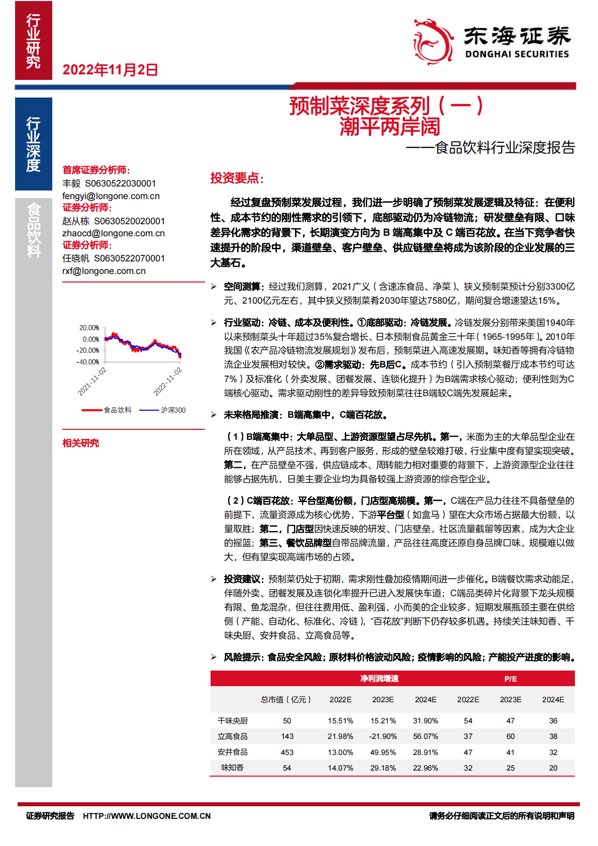 食品饮料行业深度报告：预制菜深度系列，潮平两岸阔-221102 第1页