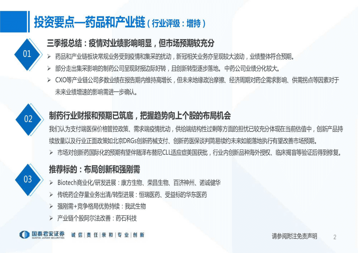 制药行业财报分析专题：价格管控影响渐弱，期待创新验证-221102 第2页