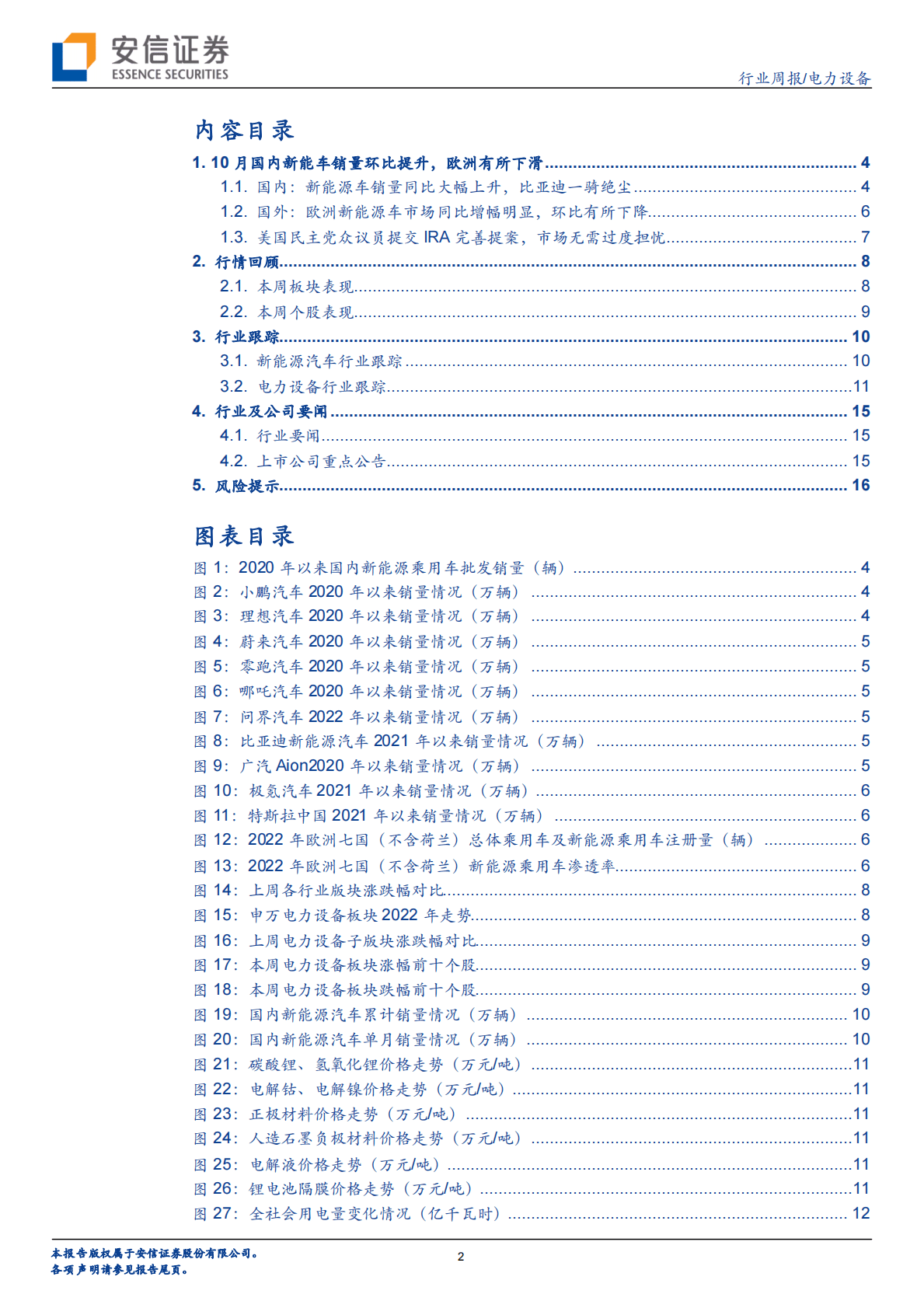 电新行业周报（2022年第44期）：10月国内新能车销量环比提升，欧洲有所下滑 第2页