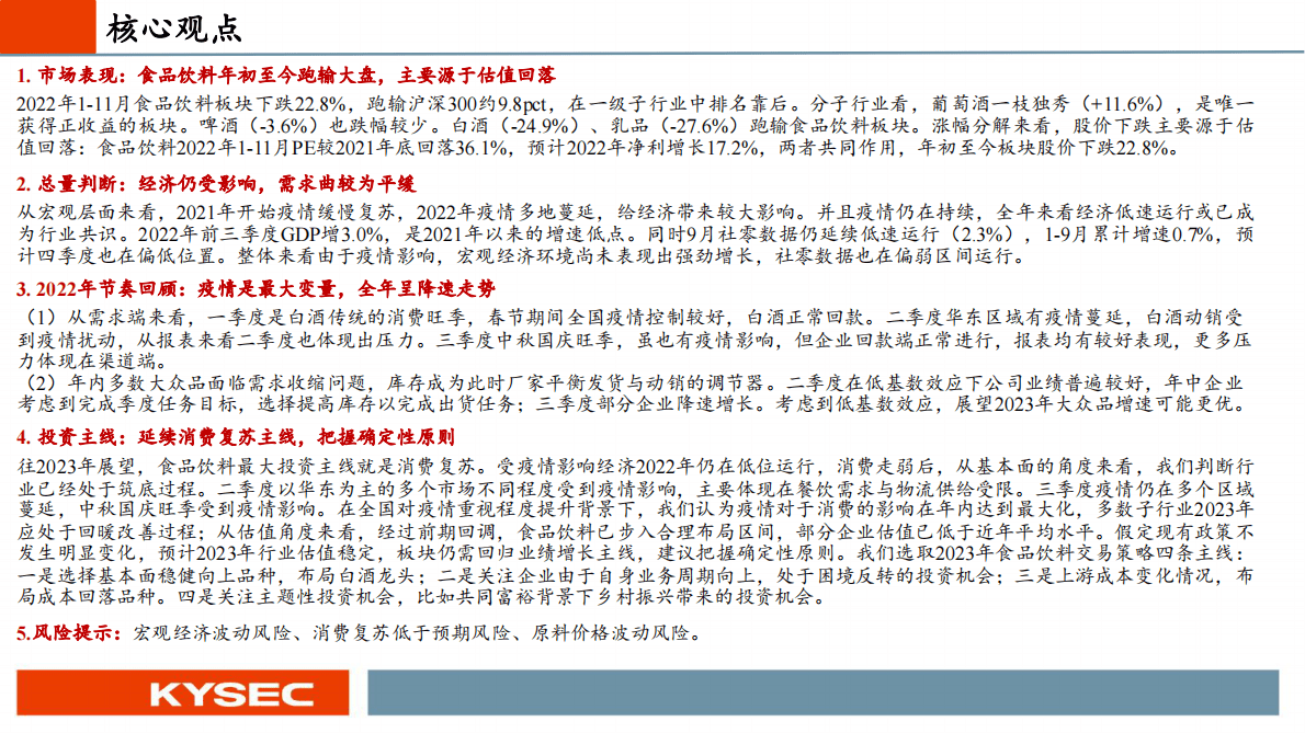 食品饮料行业2023年度投资策略：延续消费复苏主线，把握确定性原则 第2页
