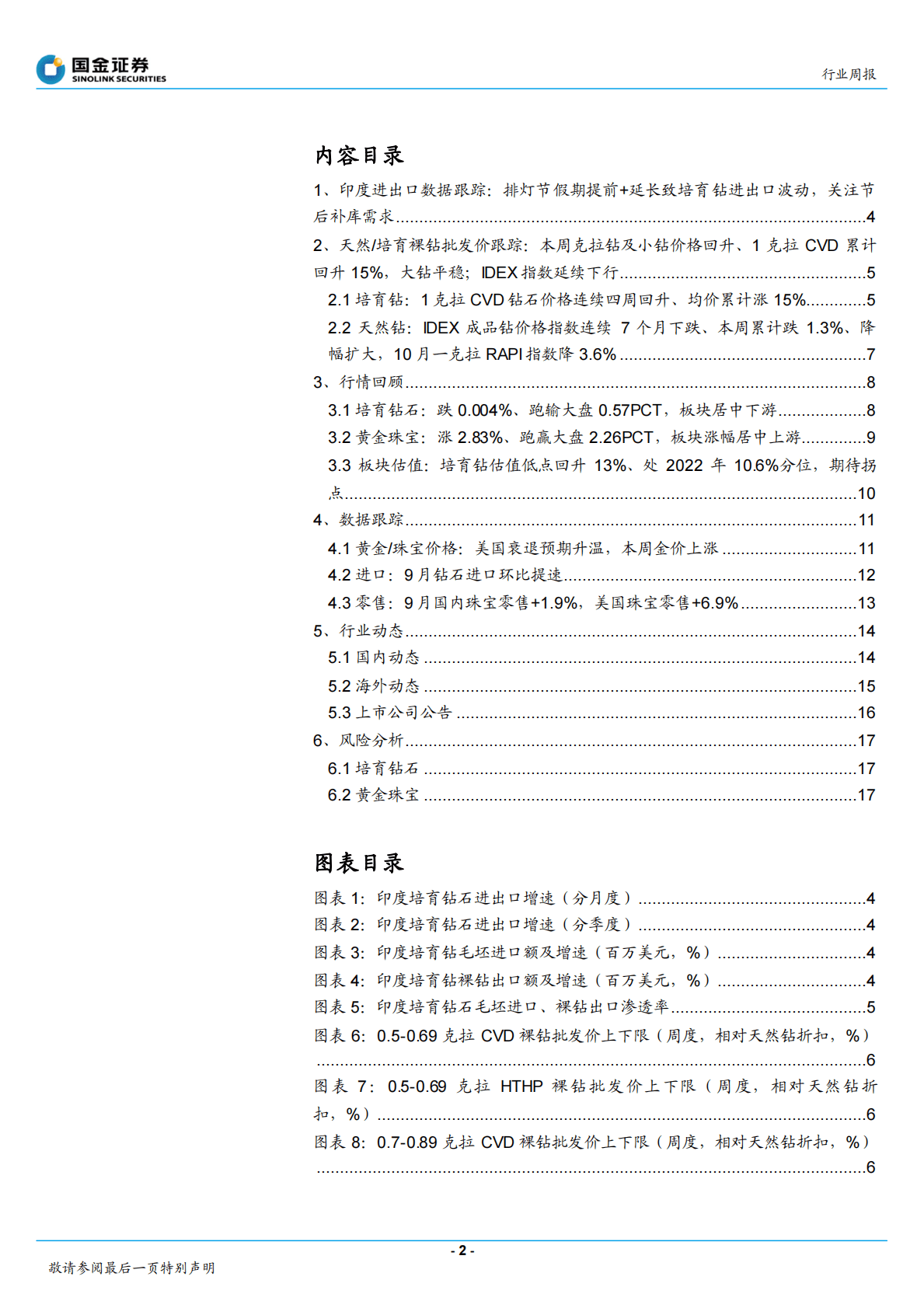 黄金珠宝行业研究：10月假期拖累印度毛坯进口，裸钻价格回升 第2页