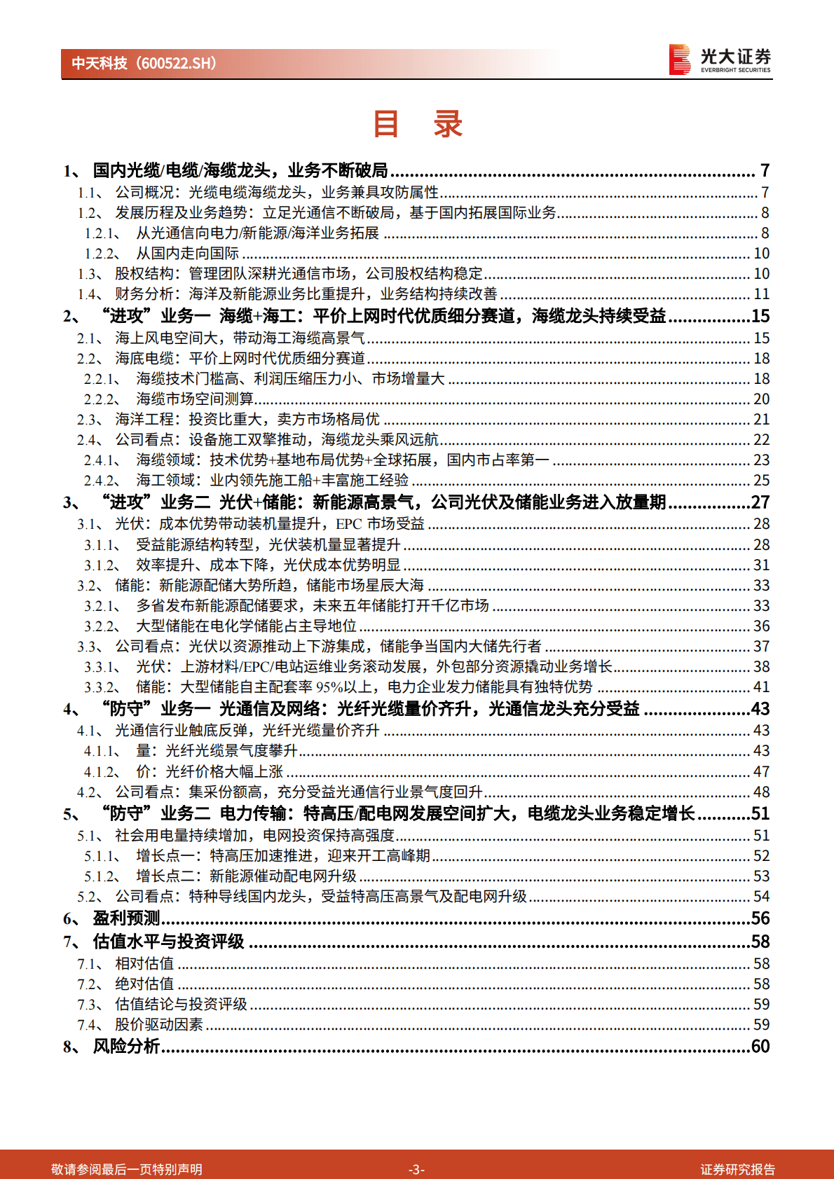 中天科技：投资价值分析报告：光电缆龙头多元布局，海缆新能源业务打破发展天花板 第3页