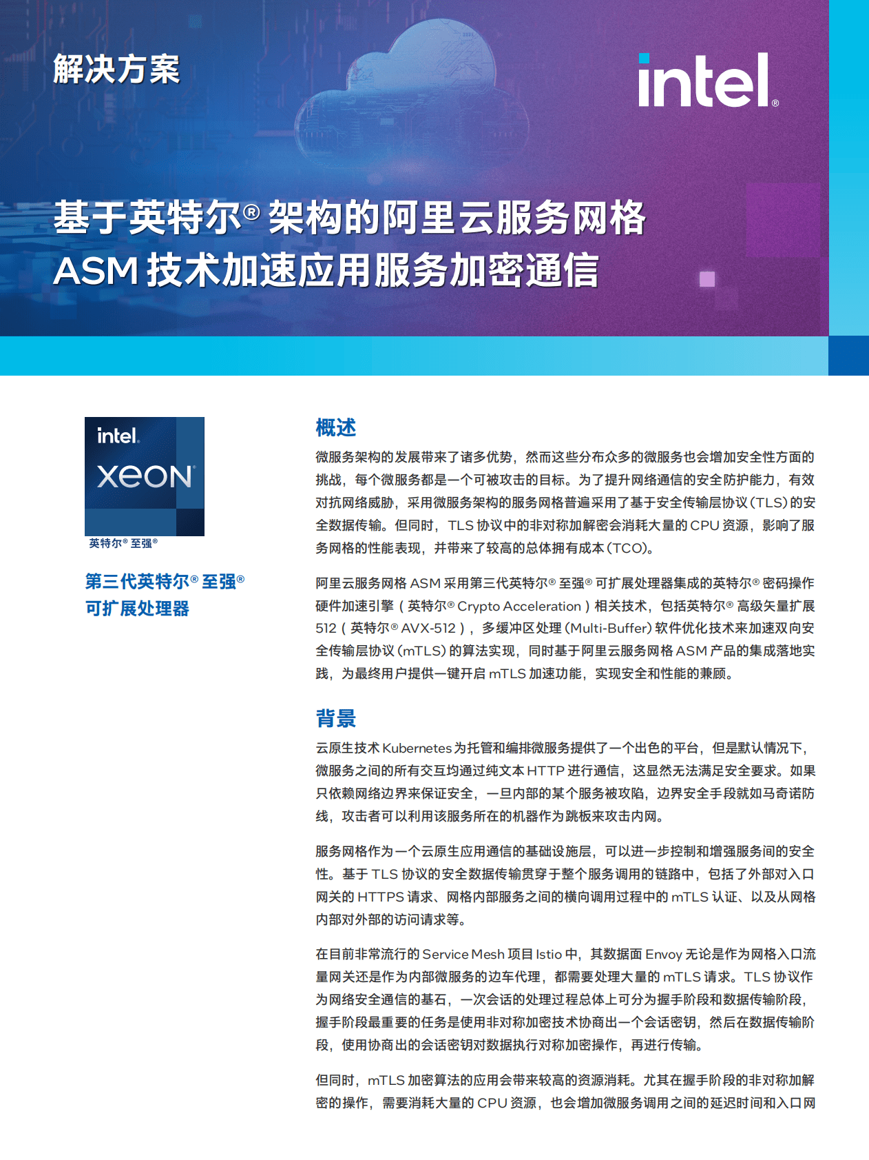 阿里云&英特尔：基于英特尔®架构的阿里云服务网格ASM技术加速应用服务加密通 第1页