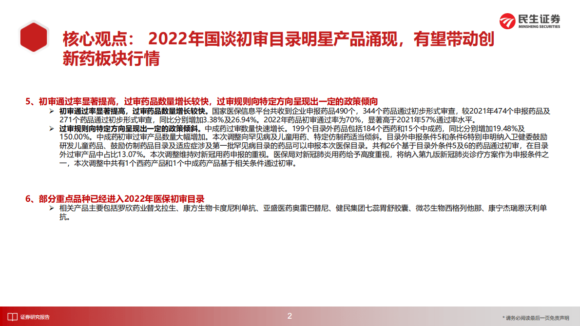 医药行业2022年国谈初审目录研究 第3页