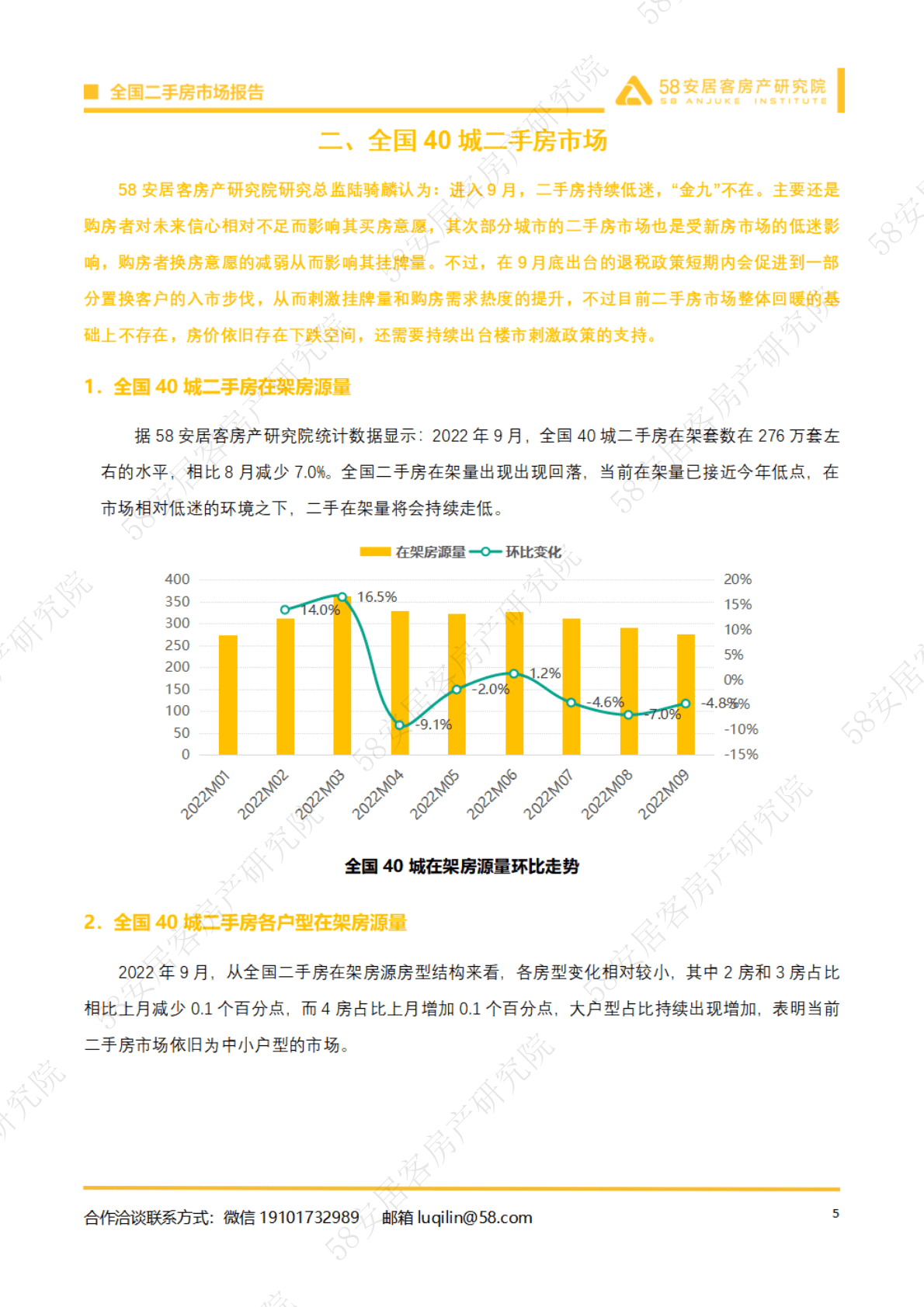 58安居客房产研究院：2022年9月全国二手房市场报告 第5页
