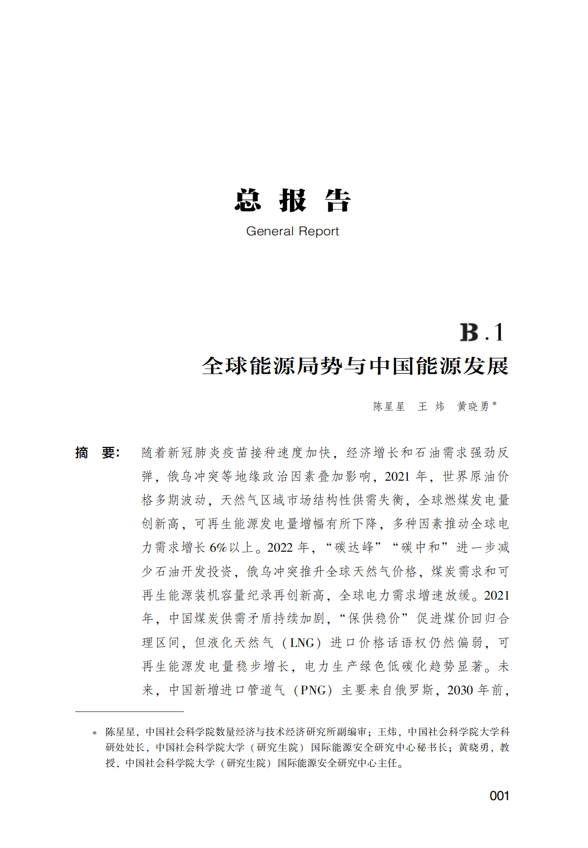 黄晓勇、陈卫东等《世界能源蓝皮书：世界能源发展报告（2022）》电子书 第1页