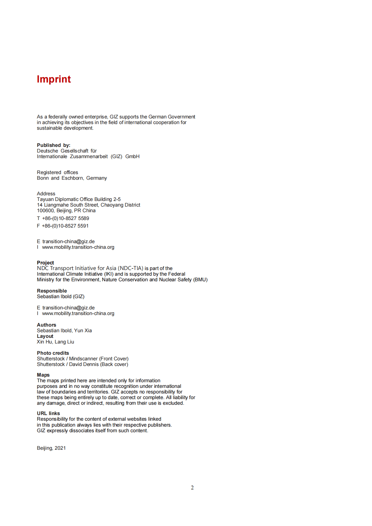 GIZ：迈向零排放：中国气候路径概述及其对交通运输行业的影响【英文版】 第2页