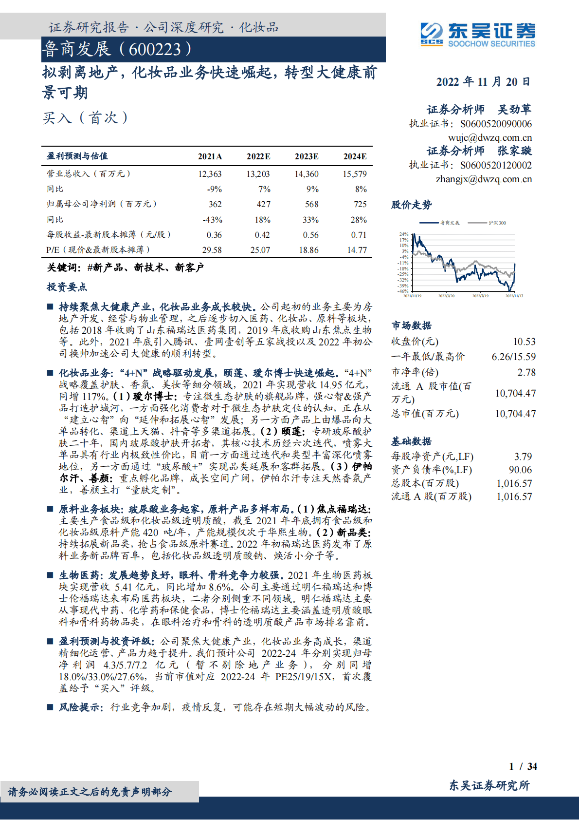 鲁商发展：拟剥离地产，化妆品业务快速崛起，转型大健康前景可期 第1页