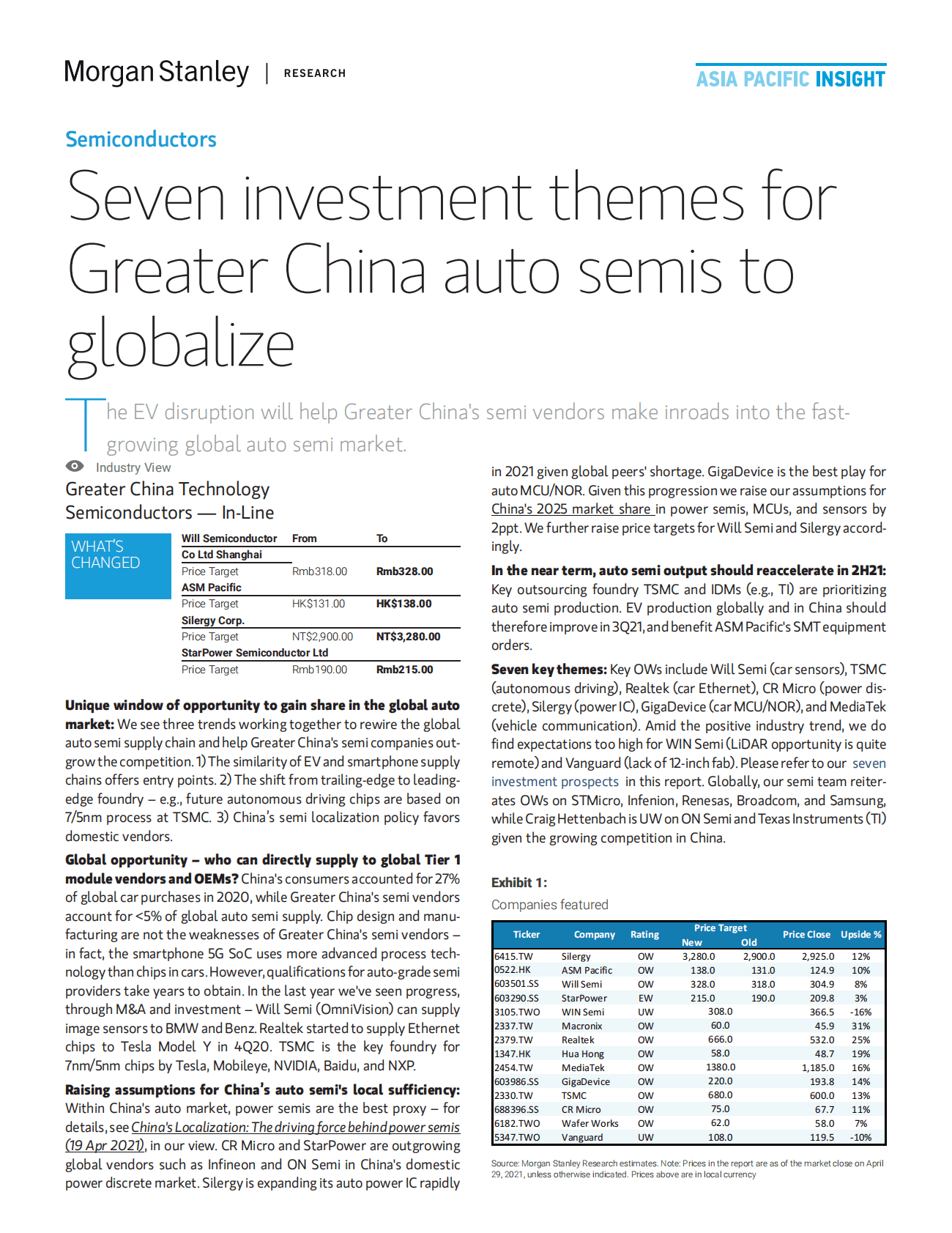 摩根士丹利：亚太地区半导体行业：大中华区汽车半导体全球化的七大投资主题 第3页