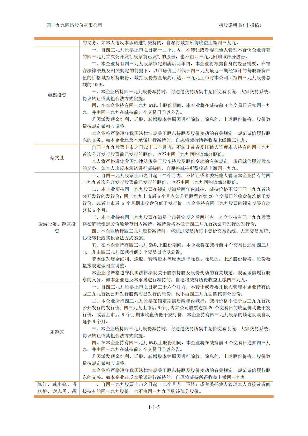 四三九九网络股份有限公司创业板首次公开发行股票招股说明书：4399小游戏母公司 第5页