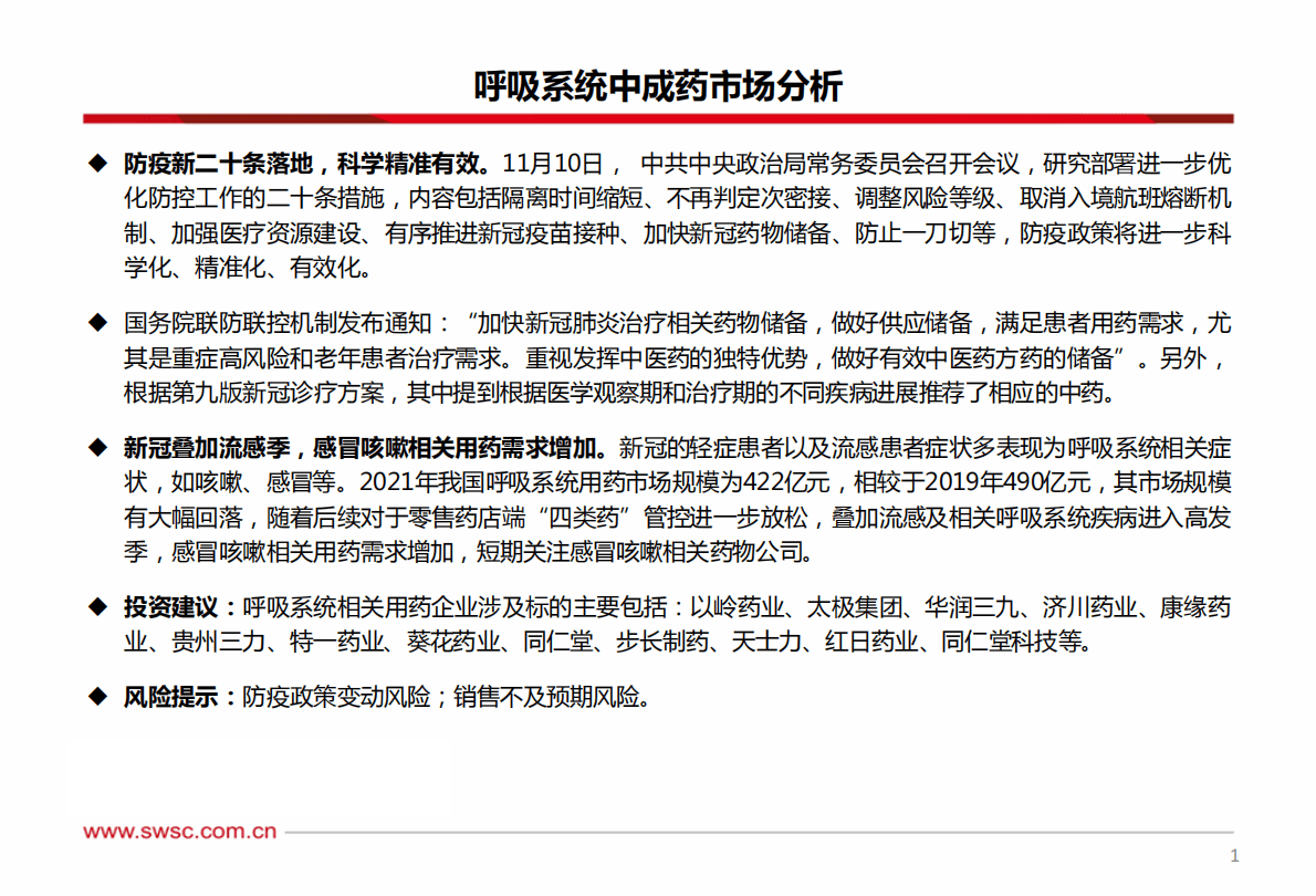 医药行业：呼吸系统中成药市场分析 第2页