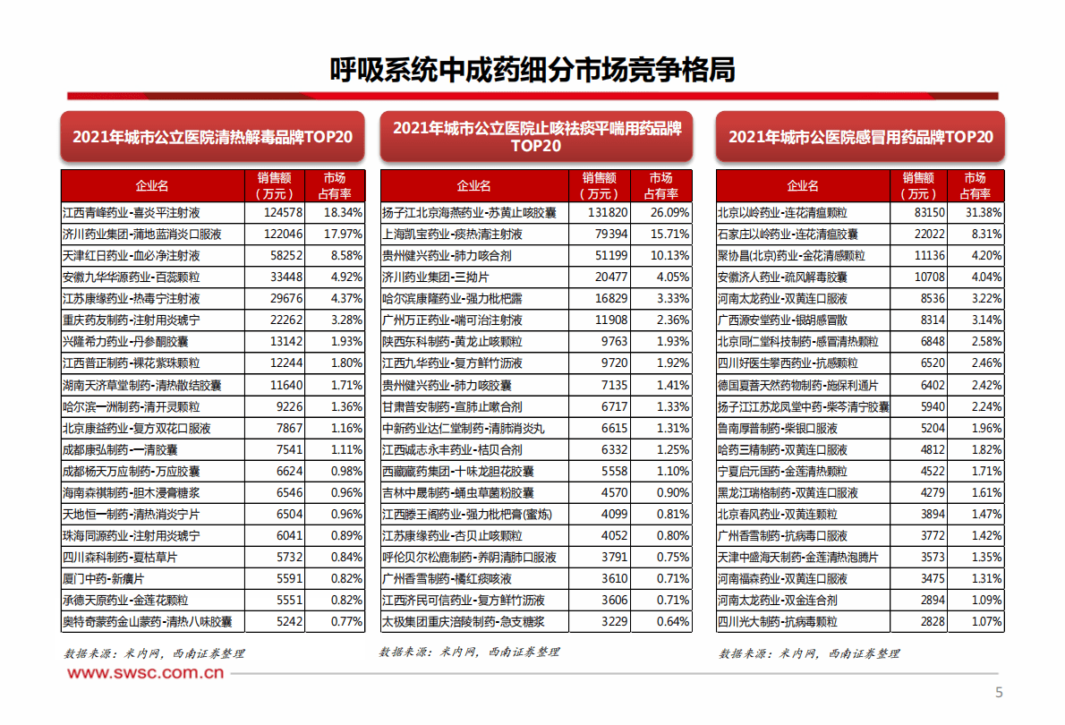 医药行业：呼吸系统中成药市场分析 第6页