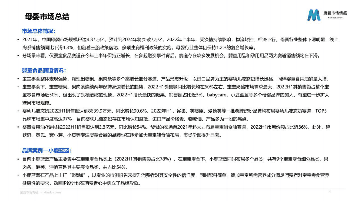 魔镜市场情报：2022母婴行业发展趋势研究报告-婴童食品赛道洞察 第4页