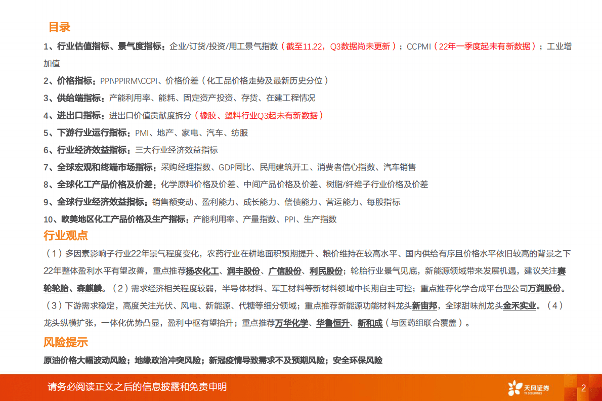 基础化工：化工行业运行指标跟踪-2022年9月数据 第2页