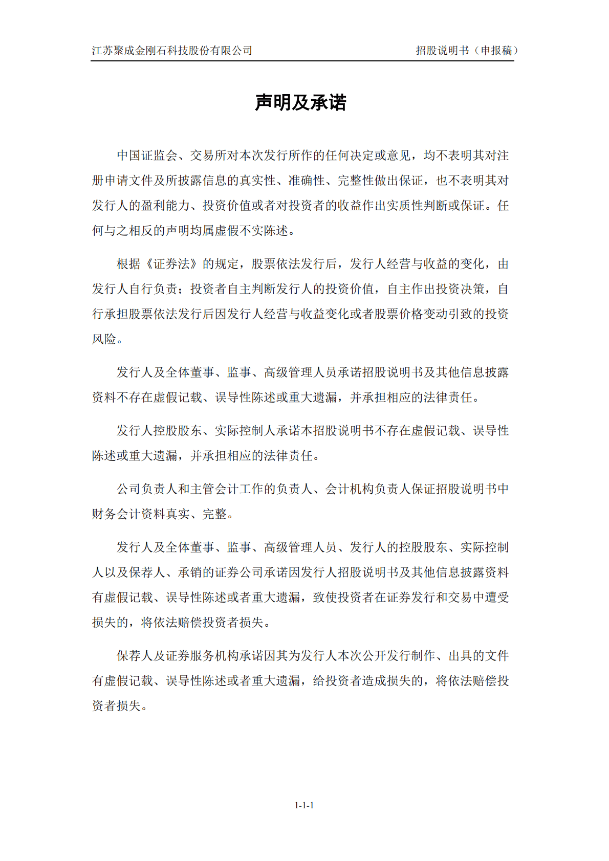 江苏聚成金刚石科技股份有限公司深交所创业板IPO上市招股说明书 第2页