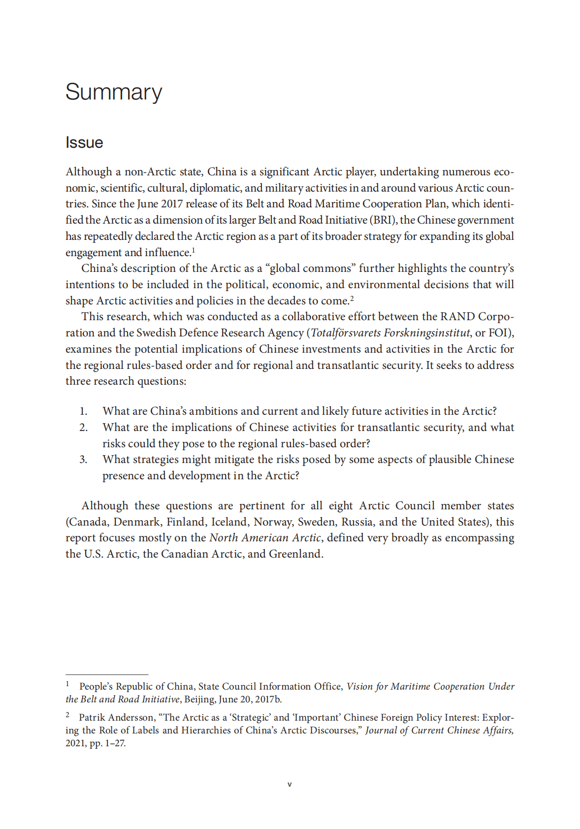 兰德-中国在北极的战略和活动：对北美和跨大西洋安全的影响 第5页