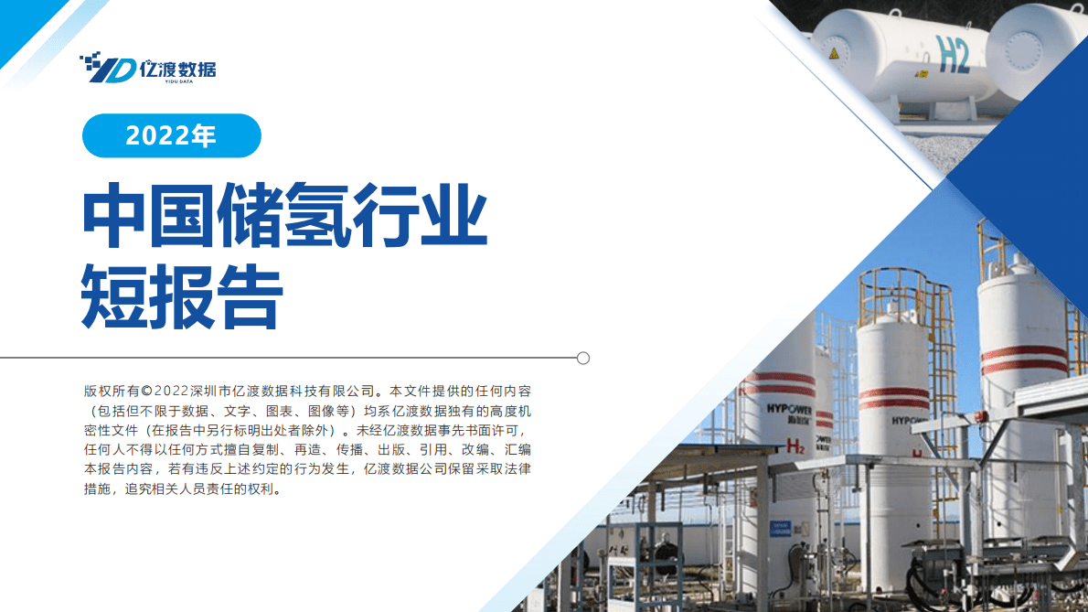 亿度数据：2022年中国储氢行业短报告 第1页