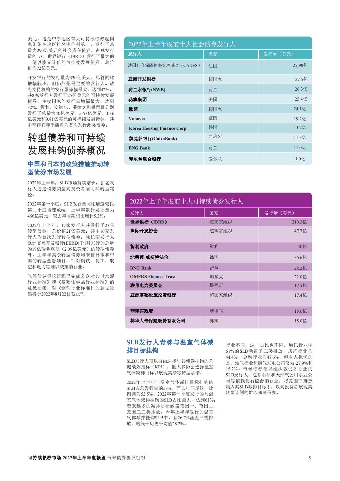 气候债券倡议组织：2022年上半年全球可持续债务市场进展报告 第5页