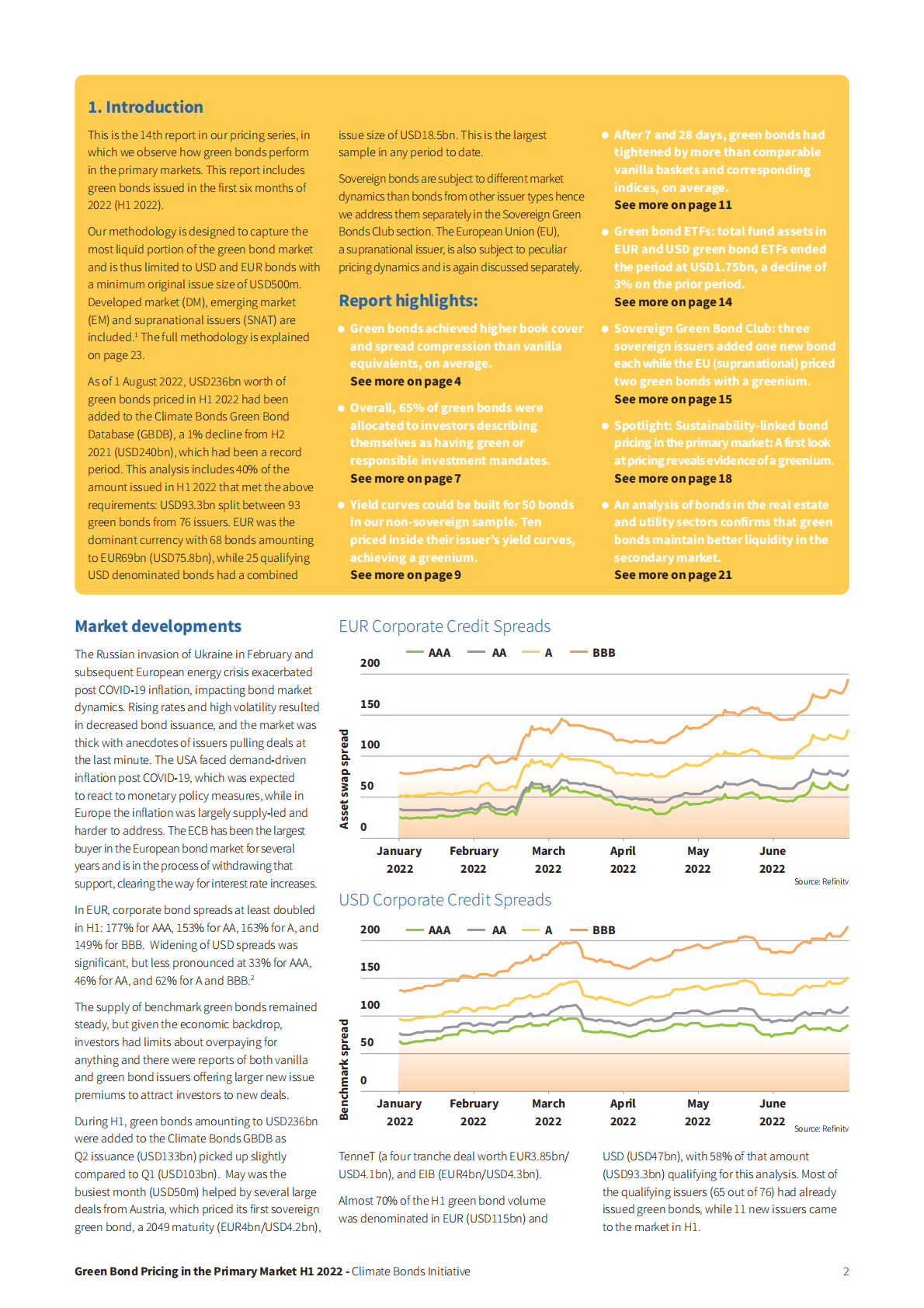 气候债券倡议组织：2022年上半年全球绿色债券定价报告【英文版】 第2页