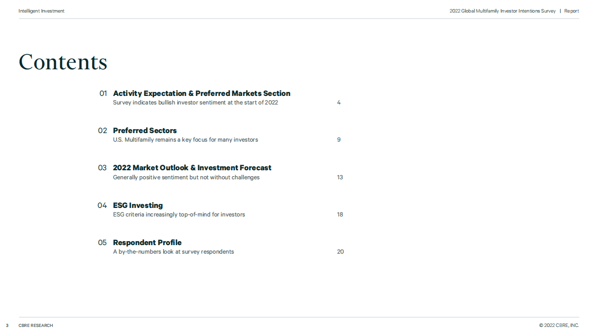 CBRE：2022年全球多户型投资者意向调查报告 第3页
