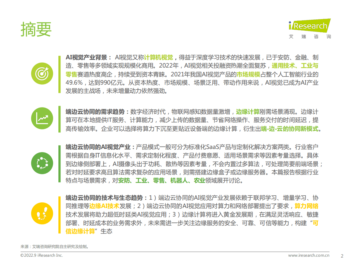 艾瑞咨询：2022年端边云协同的AI视觉产业研究报告 第2页
