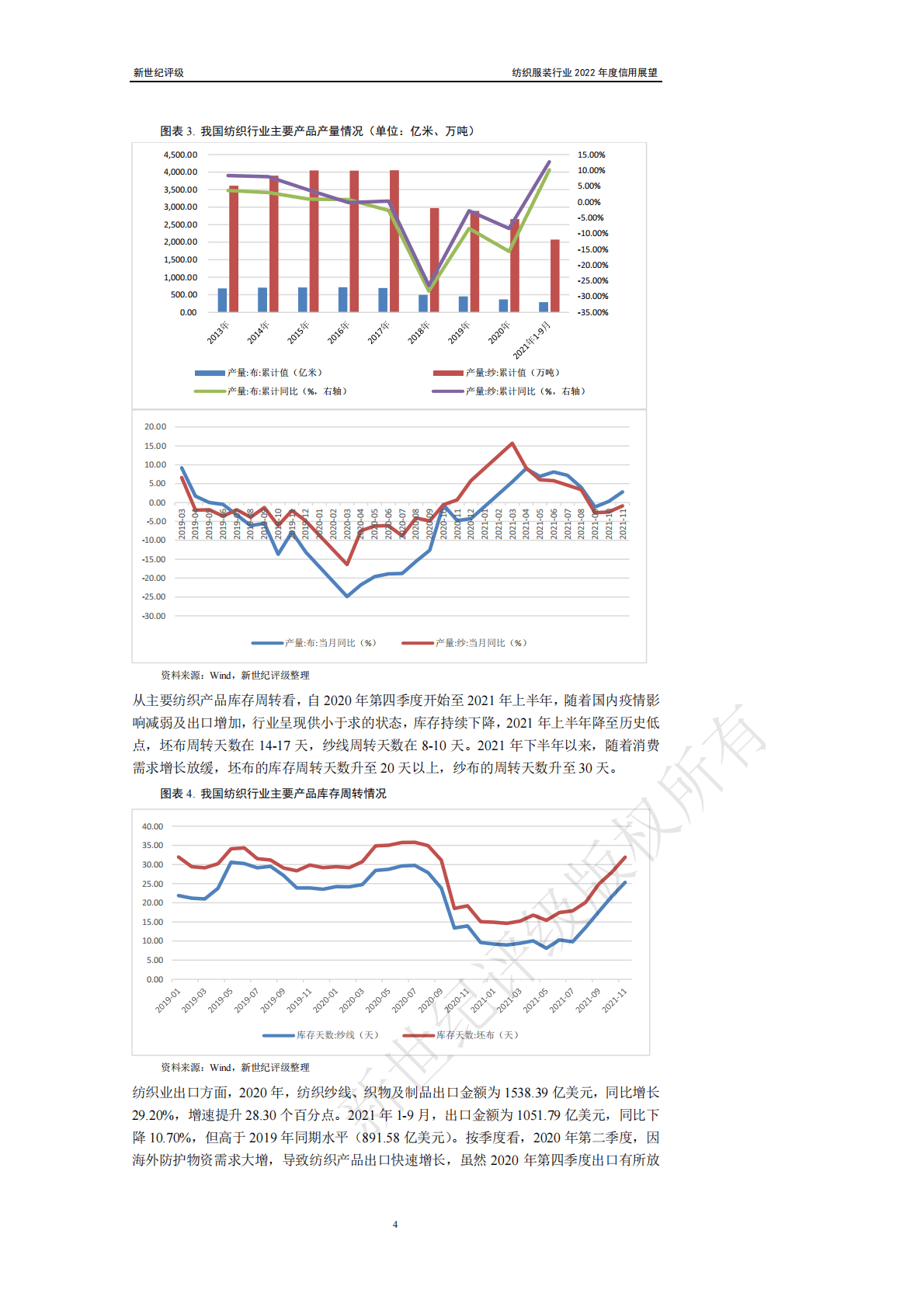 新世纪评级：纺织服装行业2022年度信用展望 第4页