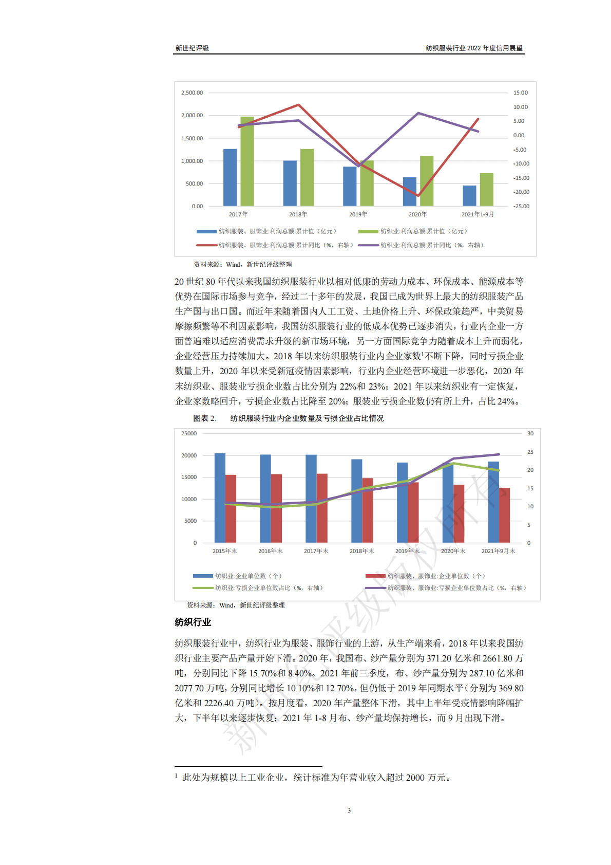 新世纪评级：纺织服装行业2022年度信用展望 第3页