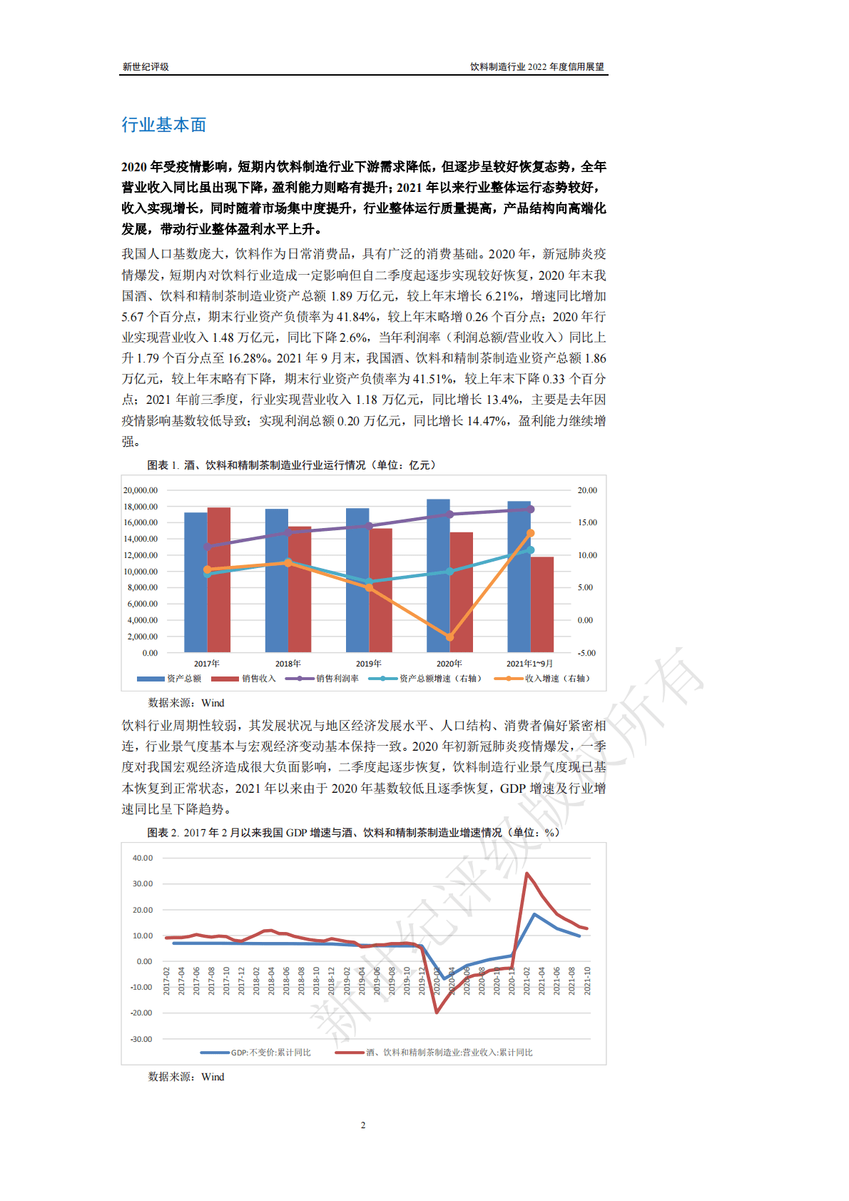 新世纪评级：饮料制造行业2022年度信用展望 第2页