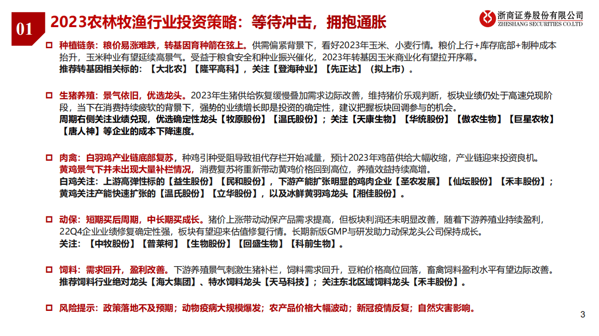 2023年农林牧渔行业投资策略：等待冲击，拥抱通胀 第3页