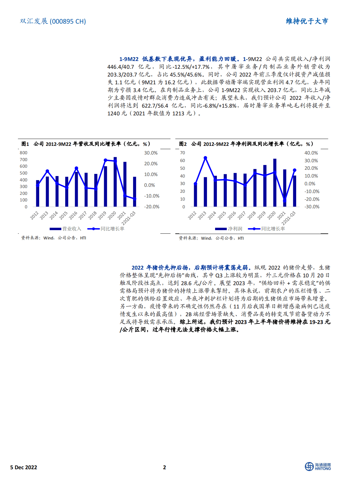 双汇发展-跟踪报告：猪价震荡下行，业绩迎来底部反转 第2页