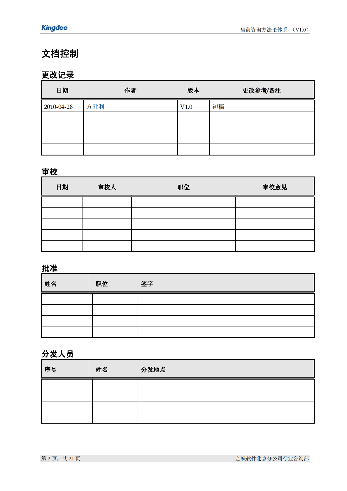 金蝶：售前咨询方法论体系（V1.0版） 第2页