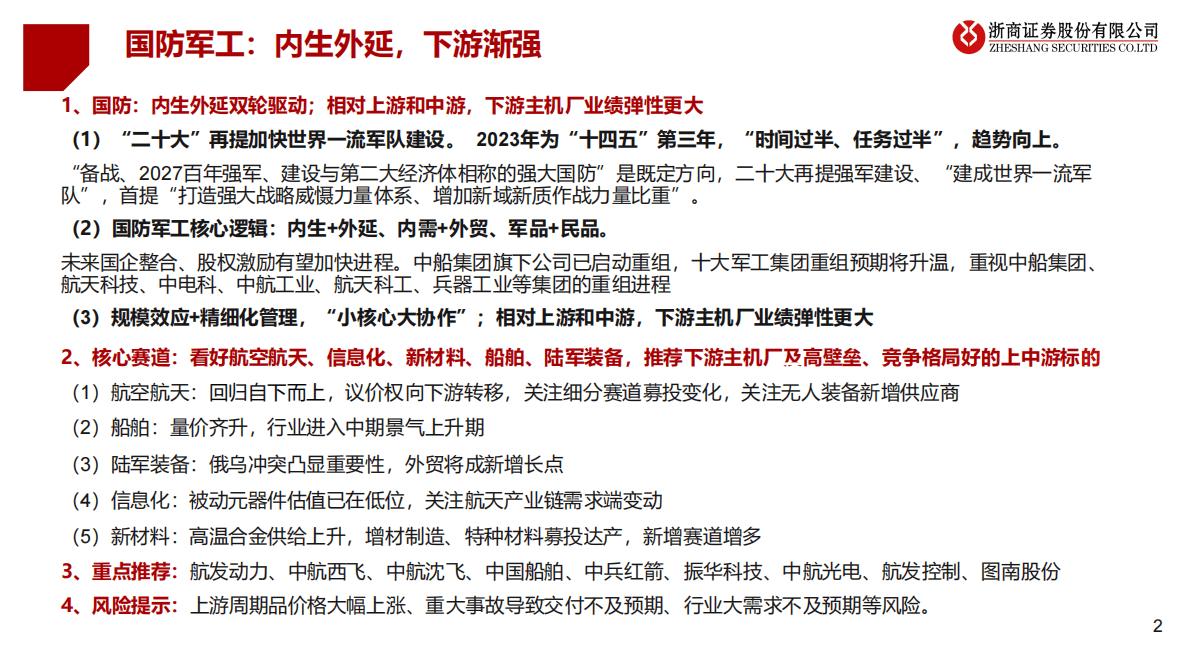 2023年国防军工年度策略：内生外延，下游渐强 第2页