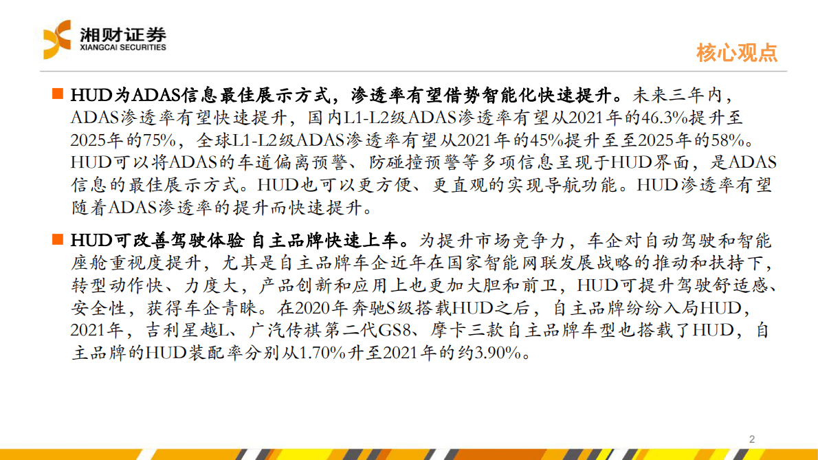 电子行业：乘智能化东风，HUD市场来到拐点 第2页