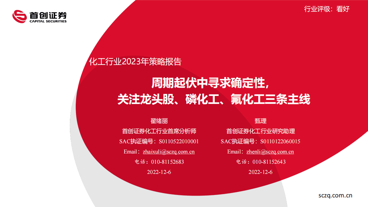 化工行业2023年策略报告：周期起伏中寻求确定性，关注龙头股、磷化工、氟化工三条主线 第1页