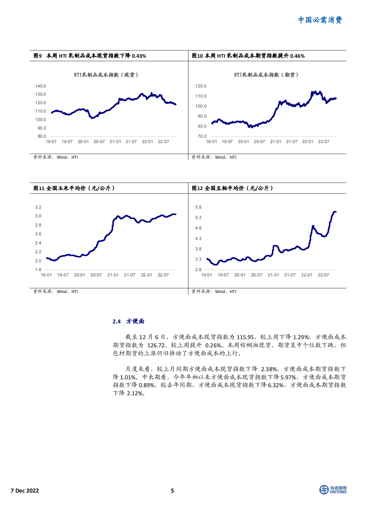 HTI消费品成本指数：包材现货价格走弱，推动行业成本下行 第5页
